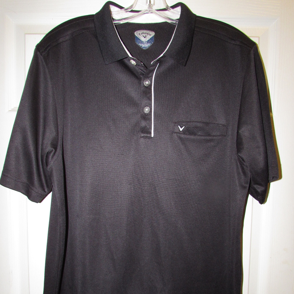 CALLAWAY Golf Polo Shirt Mens Large L Black V EUC